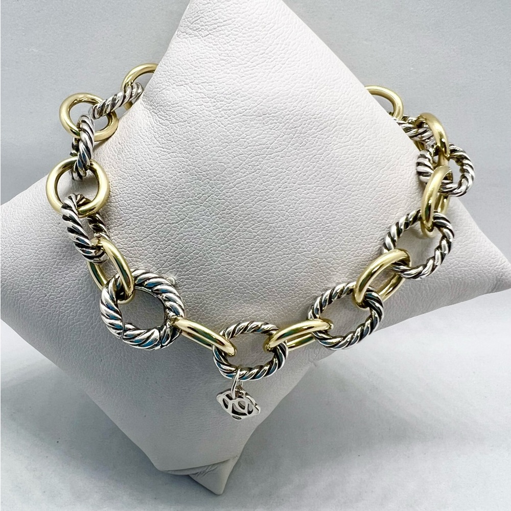 David Yurman 10mm Oval Medium Link Bracelet with Gold - Picture 2 of 10